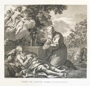 “Mort de Sainte Marie Egyptienne”-Incisione a bulino-Gerard Rene Le Vilain - 1789